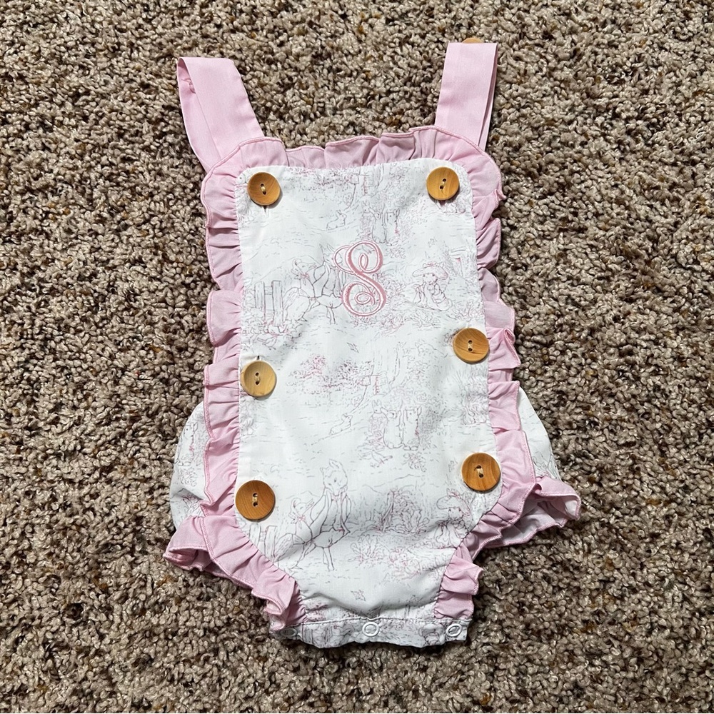 Southern Taters Pink and White Baby Sunsuit Size 3m